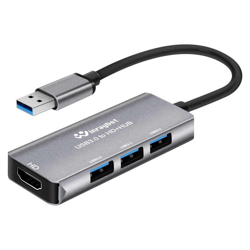 WinRaybot USB to hdmi Adapter for Monitor,USB HUB with HDMI USB HDMI HUB.hdmi to USB Adapter(USB3.0 to HDMI with 3*USB3.0) - Image 1