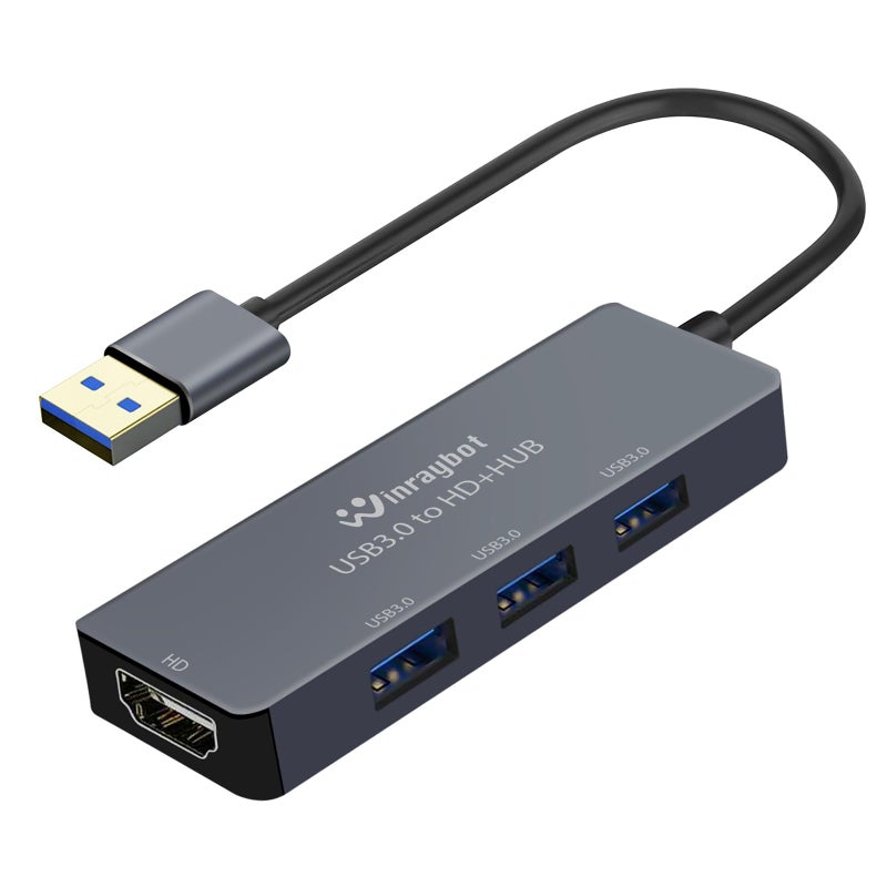 WinRaybot USB to hdmi Adapter for Monitor,USB HUB with HDMI USB HDMI HUB.hdmi to USB Adapter(USB3.0 to HDMI with 3*USB3.0) - Image 4
