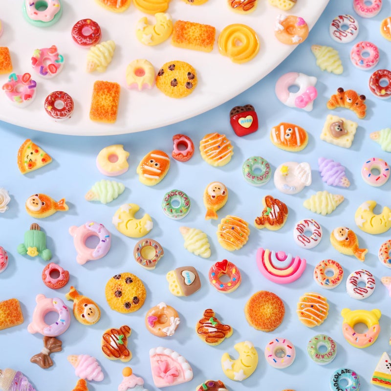 AIPULIDUO 120pcs Slime Charms Food Cute Set, Mixed Lot Assorted Food Resin Flatback Cute Sets for Making, DIY Crafts, Decorations, Scrapbooking, Embellishments, Hair Clip A - Image 4