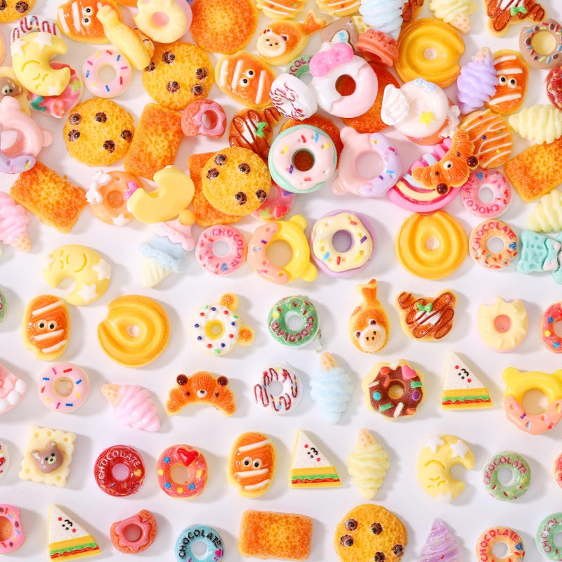 AIPULIDUO 120pcs Slime Charms Food Cute Set, Mixed Lot Assorted Food Resin Flatback Cute Sets for Making, DIY Crafts, Decorations, Scrapbooking, Embellishments, Hair Clip A - Image 2
