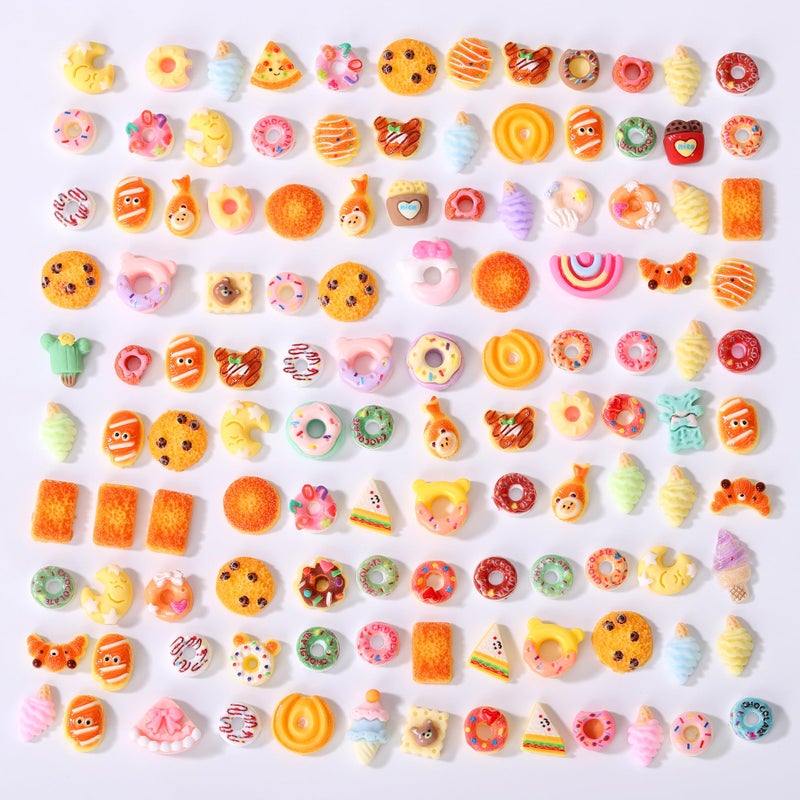 AIPULIDUO 120pcs Slime Charms Food Cute Set, Mixed Lot Assorted Food Resin Flatback Cute Sets for Making, DIY Crafts, Decorations, Scrapbooking, Embellishments, Hair Clip A - Image 3