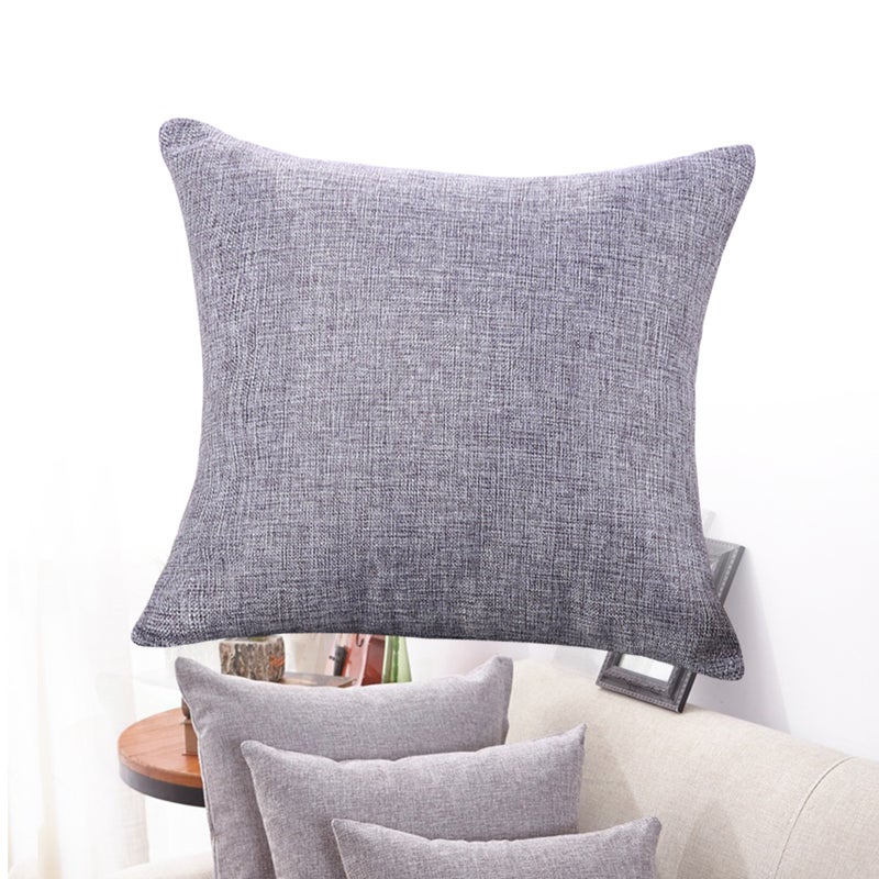 2pcs Family Throw Pillowcase Flax Home Living Room Decorative Pillow Cushion Cover 50x50cm (Grey) - Image 4
