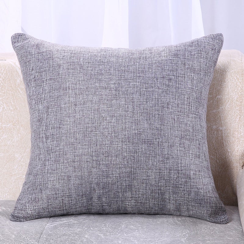 2pcs Family Throw Pillowcase Flax Home Living Room Decorative Pillow Cushion Cover 50x50cm (Grey) - Image 1