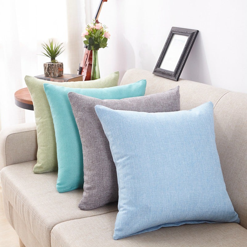2pcs Family Throw Pillowcase Flax Home Living Room Decorative Pillow Cushion Cover 50x50cm (Grey) - Image 5