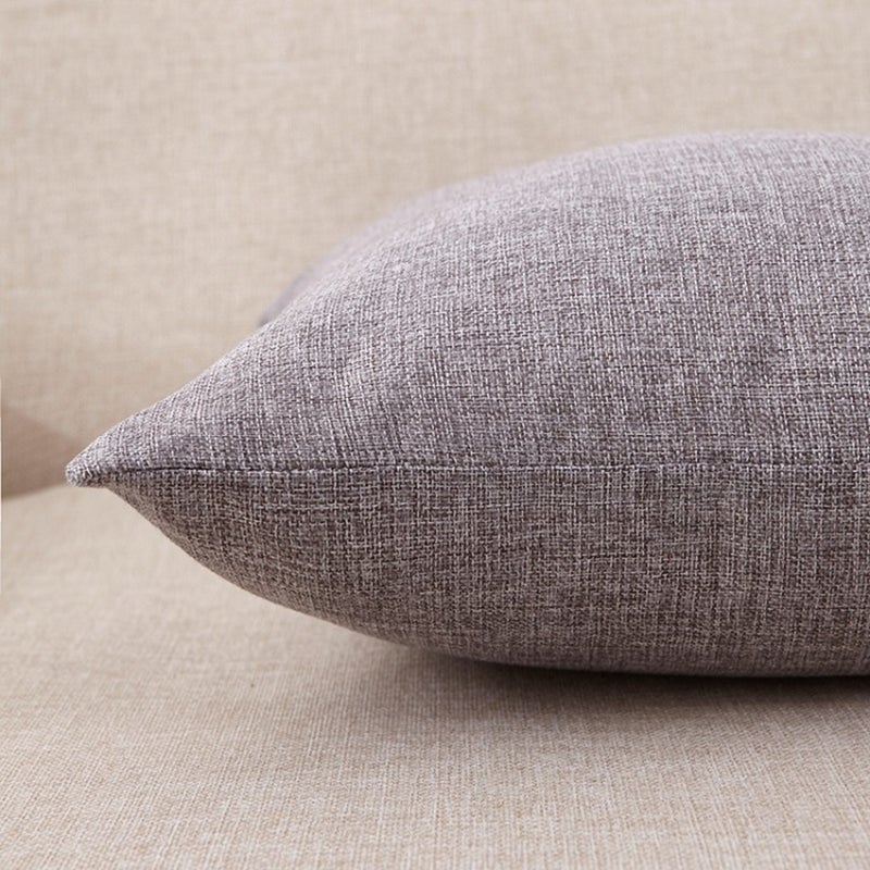 2pcs Family Throw Pillowcase Flax Home Living Room Decorative Pillow Cushion Cover 50x50cm (Grey) - Image 3