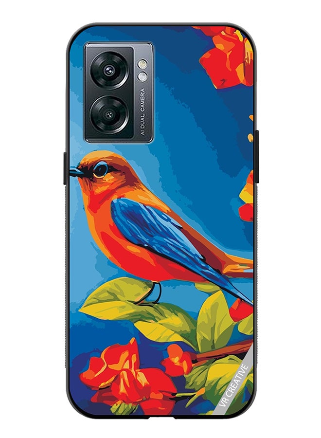 VR CREATIVE Protective Case Cover For Oppo A57 5G Bird Sits Branch Cherry Blossoms Design Multicolour - Image 1