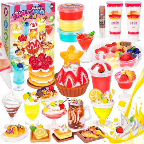 Alritz Making Miniature Food Toys Set Mini Desserts Drinks Maker Craft Kit DIY Simulated Strawberry Cake Pretend Play Food Set for Kids Teens Adults Ages 8 9 10 Birthday Party Gift - Image 1