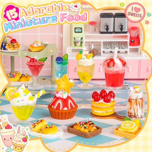 Alritz Making Miniature Food Toys Set Mini Desserts Drinks Maker Craft Kit DIY Simulated Strawberry Cake Pretend Play Food Set for Kids Teens Adults Ages 8 9 10 Birthday Party Gift - Image 5