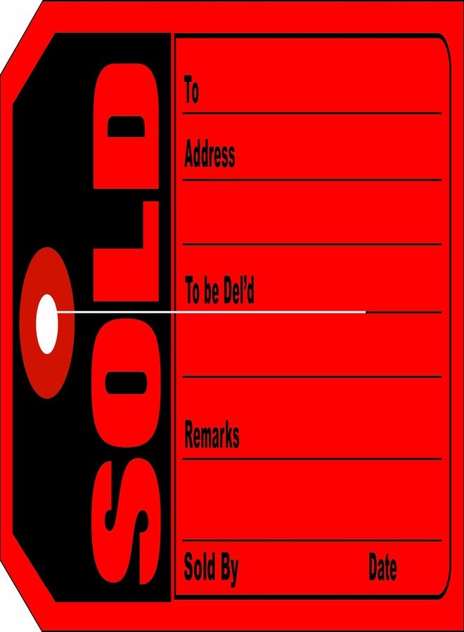 Aviditi Sold Retail Tags, 4 3/4" x 2 3/8", Pack of 500 (G26010), Red/Black - Image 1
