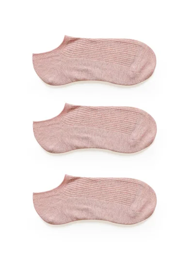 Prickly Pear Prickly Pear 3 x Ribbed  Ankle Socks, Pink