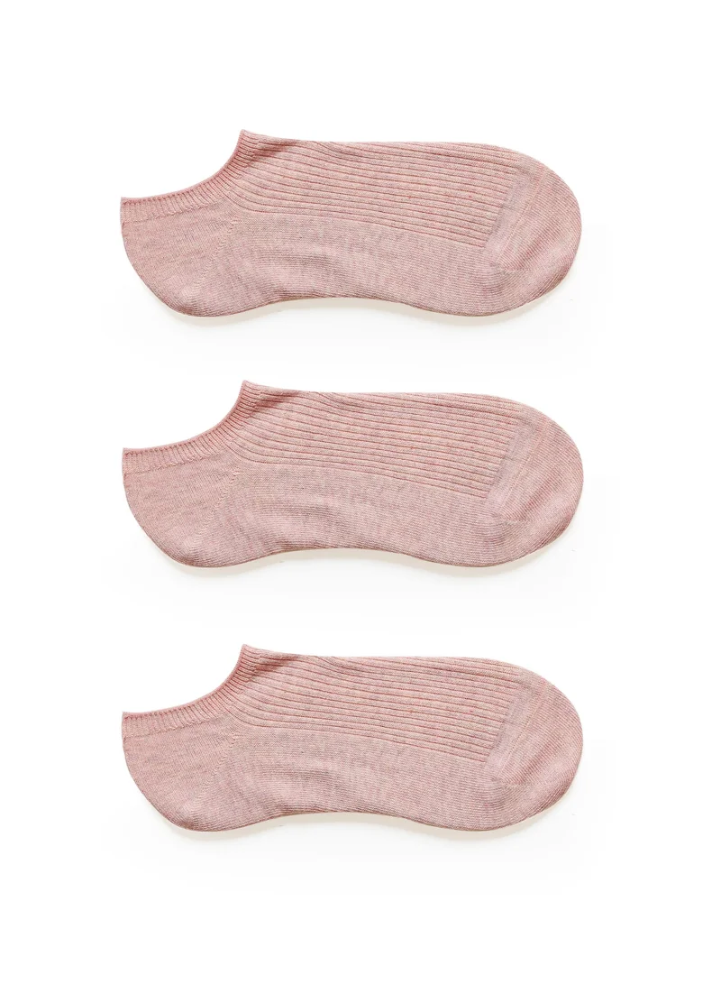 Prickly Pear Prickly Pear 3 x Ribbed  Ankle Socks, Pink