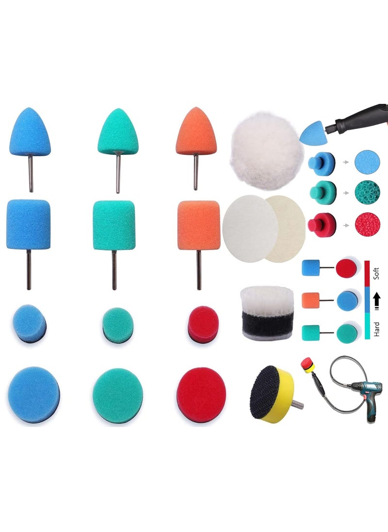 DIY Crafts DIY Crafts With 2 Felt 2 Fur Pads, 1"inch, 17x Mini Buffing Polishing Detail Polisher Pads Use On Rotary Tools,Cordless Drill, Polisher Tool for Tight Area Detailin (With 2 Felt 2 Fur Pads, 1"inch)  - Image 1