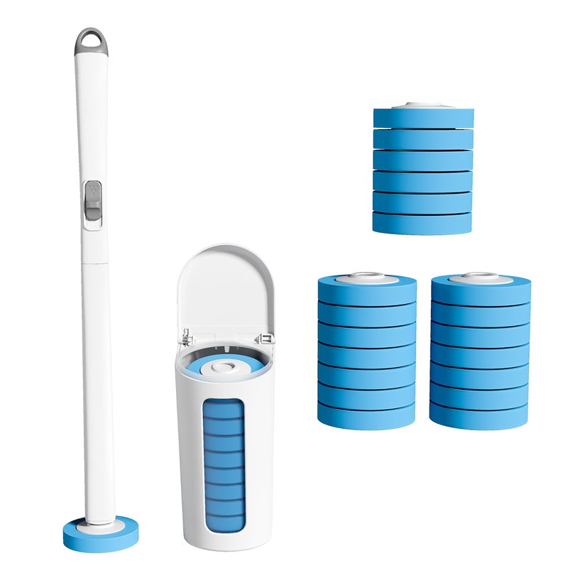 CQT Disposable Toilet Bowl Brush with Toilet Wand 20 Refill Heads, Toilet Bowl Cleaner Wands,Toilet Cleaning System Starter Kit(Wand+20 Refills) - Image 1