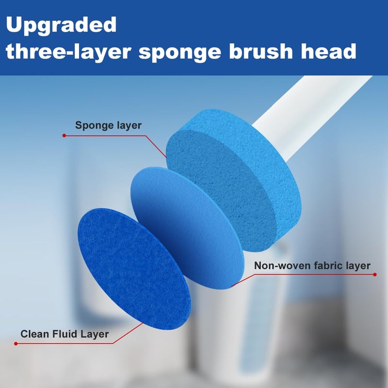 CQT Disposable Toilet Bowl Brush with Toilet Wand 20 Refill Heads, Toilet Bowl Cleaner Wands,Toilet Cleaning System Starter Kit(Wand+20 Refills) - Image 2