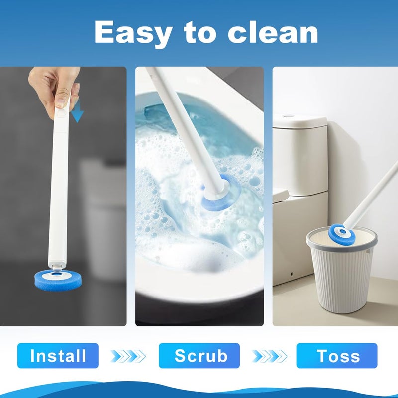 CQT Disposable Toilet Bowl Brush with Toilet Wand 20 Refill Heads, Toilet Bowl Cleaner Wands,Toilet Cleaning System Starter Kit(Wand+20 Refills) - Image 4