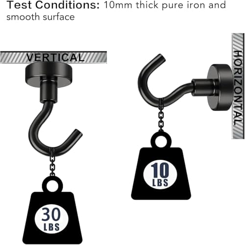E BAVITE Magnetic Hooks,30Lb Magnetic Hooks Heavy Duty with Epoxy Coating, Magnet Cruise Hook for Hanging, Cruise, Grill, Towel, Home, Kitchen, Workplace, Office and Garage - 28 Pack（Black） - Image 3