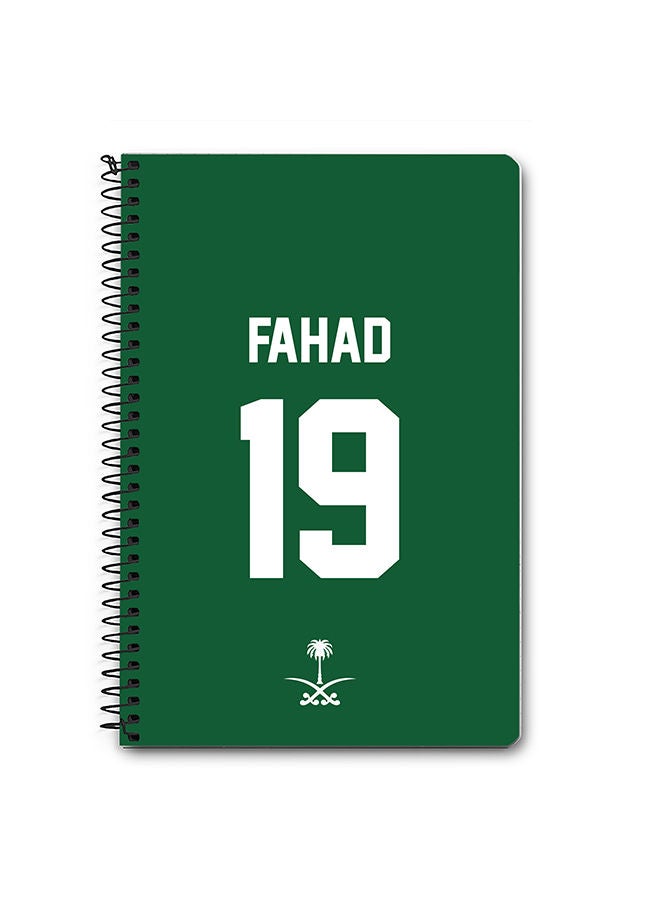Stylizedd Designer A5 Spiral Notebook Memo Notepad Journal - Football Team - Saudi Arabia Player Name - Fahad - Image 1