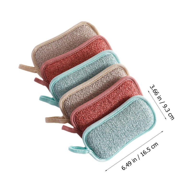 6 Pack Linen Blend Kitchen Scrub Sponges Thick Multi Use for Cookware Dish Cleaning - Image 3