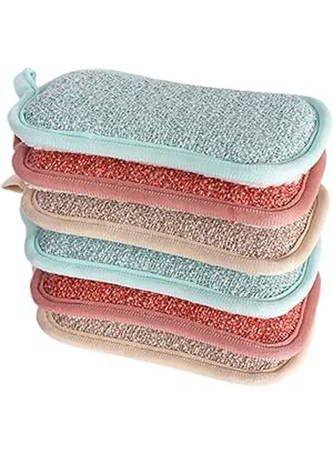 6 Pack Linen Blend Kitchen Scrub Sponges Thick Multi Use for Cookware Dish Cleaning - Image 1