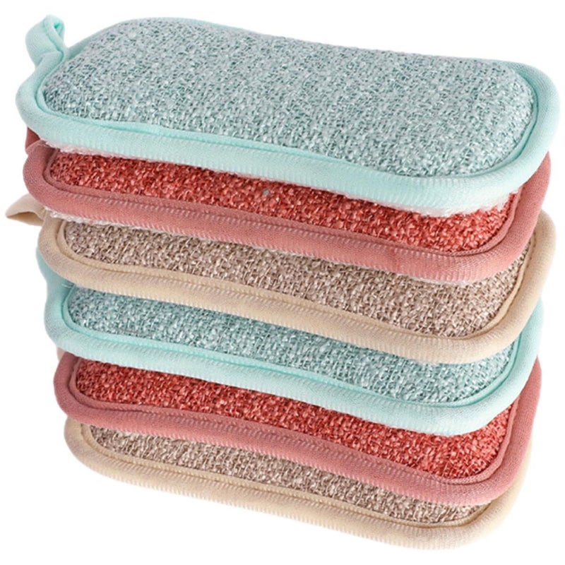 6 Pack Linen Blend Kitchen Scrub Sponges Thick Multi Use for Cookware Dish Cleaning - Image 2