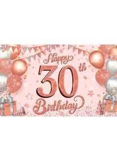 KATCHON Glitter Happy 30Th Birthday Banner 72 X 44 Inch Rose Gold 30Th Birthday Banner 30Th Birthday Backdrop For Women Happy 30Th Birthday Banner Pink 30 Year Old Birthday Decorations  - Image 1