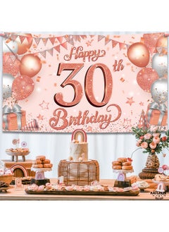 KATCHON Glitter Happy 30Th Birthday Banner 72 X 44 Inch Rose Gold 30Th Birthday Banner 30Th Birthday Backdrop For Women Happy 30Th Birthday Banner Pink 30 Year Old Birthday Decorations  - Image 2