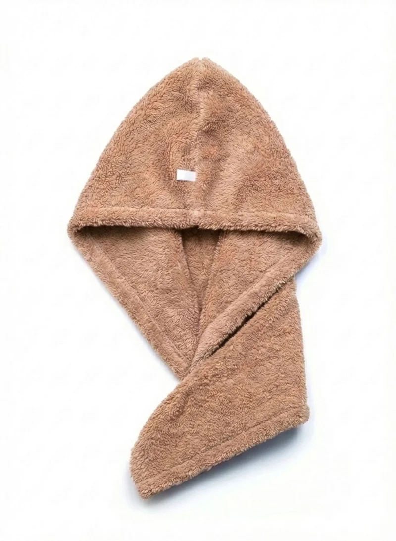 1 تشيس منشفة ملفوفة للشعر مصنوعة من القطن بنسبة 100٪ ، بيج