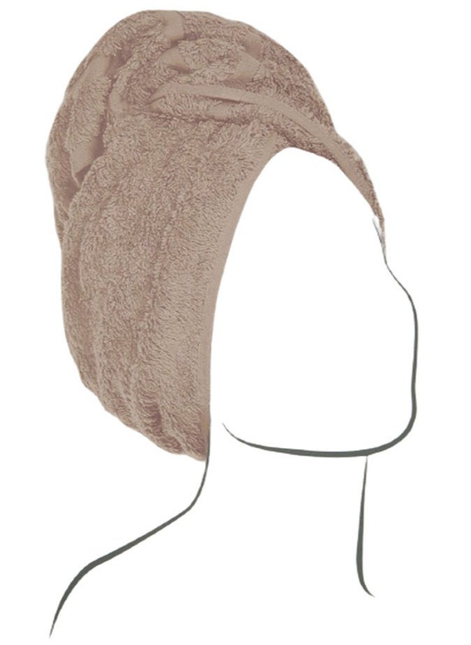 1Chase 100% Cotton Terry Hair Towel Wrap, Beige  - Image 2
