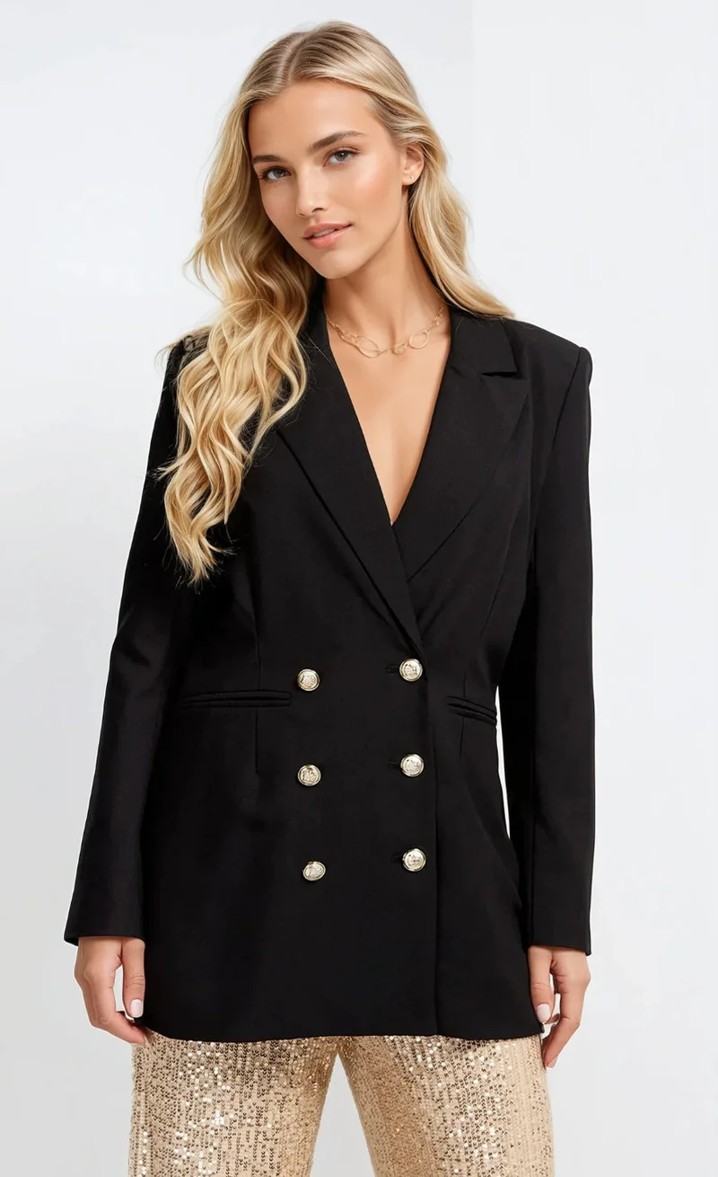 Little Mistress Black Double Breasted Blazer