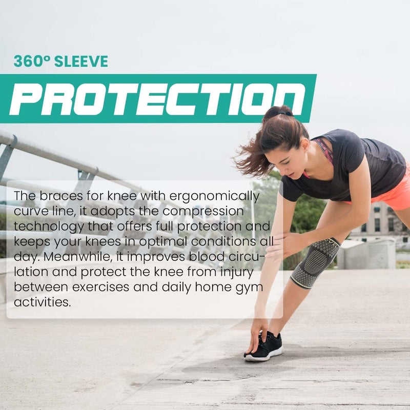 Modvel Compression Knee Brace for Women & Men, 2-Pack Knee Brace for Running Knee Pain, Knee Support Compression Sleeve, Workout Sports Knee Braces for Meniscus Tear, ACL & Arthritis Pain Relief - Image 3