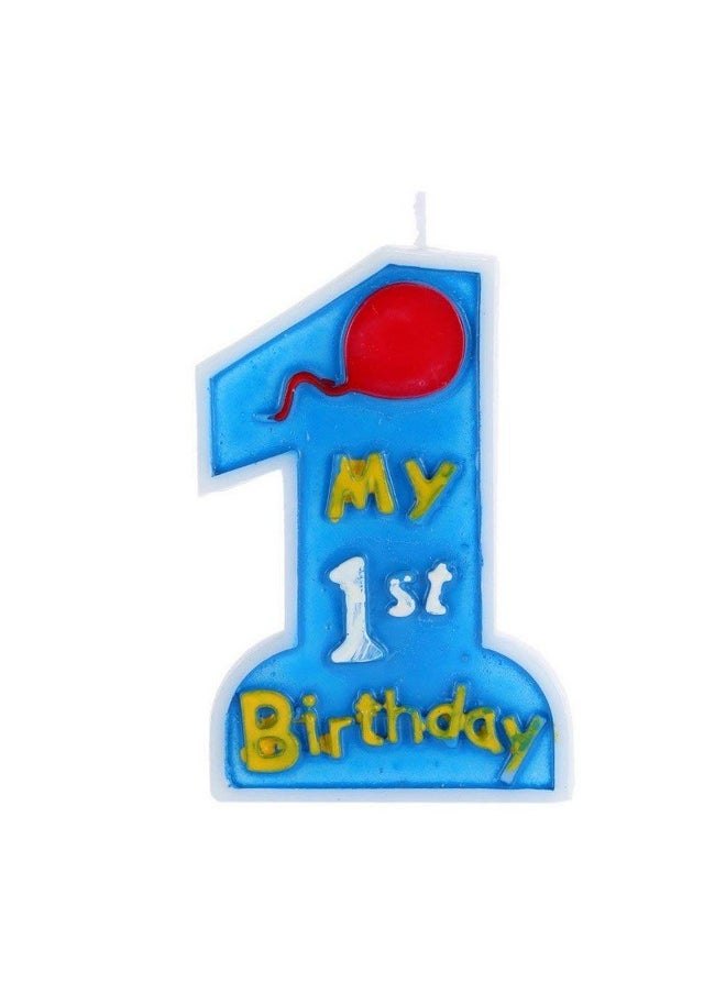 Funcart Funcart My 1st Birthday Blue Cake Topper Candle for 1st Birthday Decoration/Cake Topper/Cake Decoration/Birthday Decoration/Birthday Boy  - Image 1