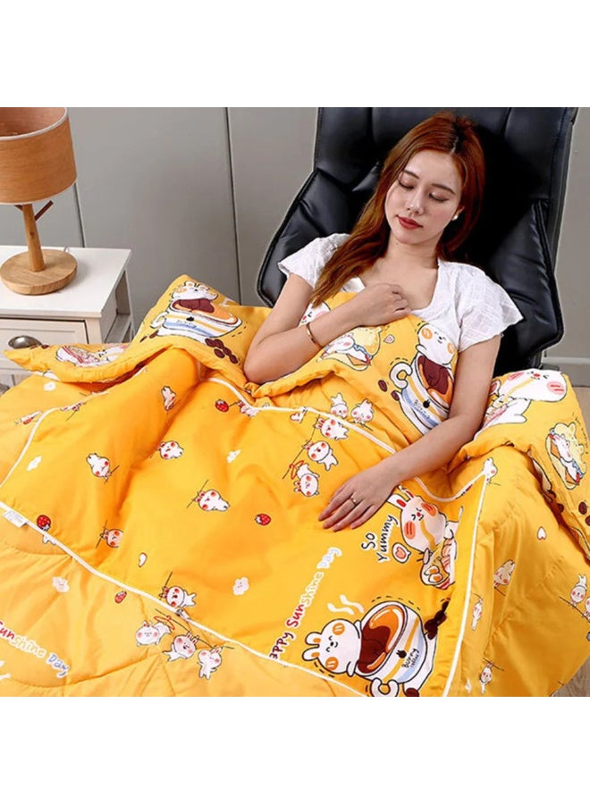 MiniMe 2-in-1 Fleece Pillow & Travel Blanket | 36–120 Months | Yellow | Velvet & Plush | Bunny & Coffee Cup Print | Portable | Foldable & Compact | Easy To Clean | Ideal For Travel & Home - Image 5