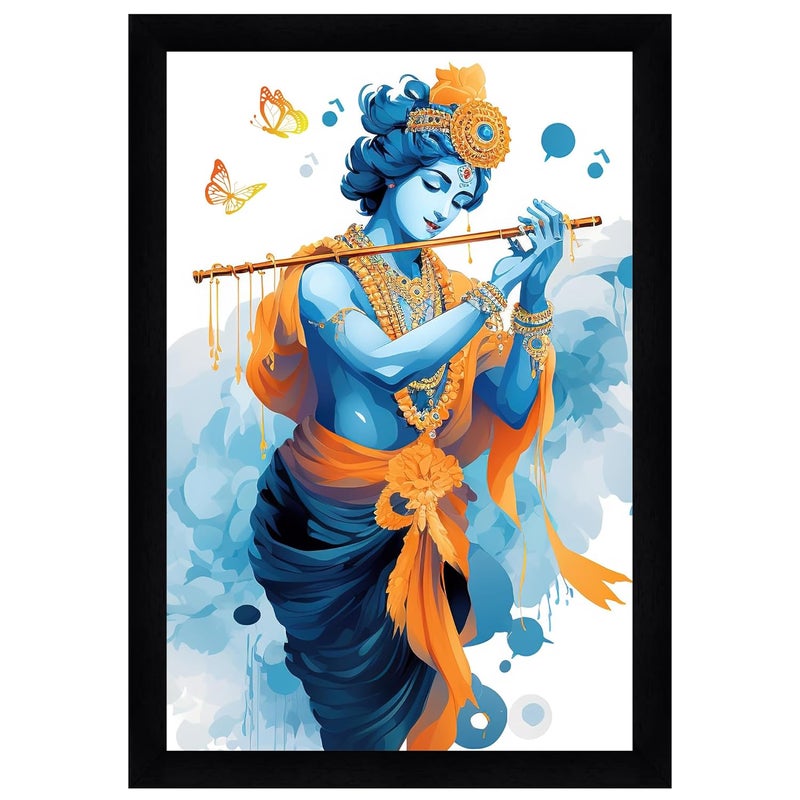Indianara Lord Krishna Painting With Frame 13 Inches X 10 Inches