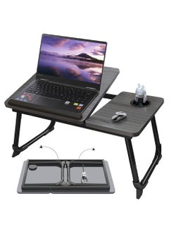 Foldable Laptop Desk, Portable Laptop Bed Tray Table Adjustable Height Tilt Lap Desk Stand Non-slip Tablet with Cup Holder Lapdesk Work Reading Study Eating Computer Table Deskfolding for Sofa Couch
