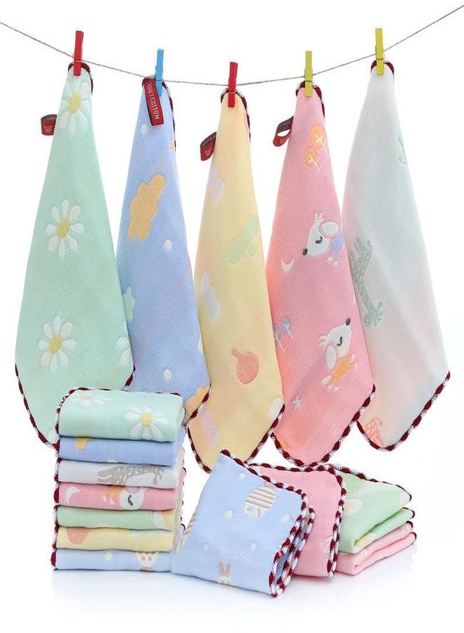 TERI BERI Muslin Cotton Face Towels, Soft and Absorbent Wash Clothes for Newborns, Infants and Toddlers (Multicolour) (Size 25x25 cm) (6) - Image 1
