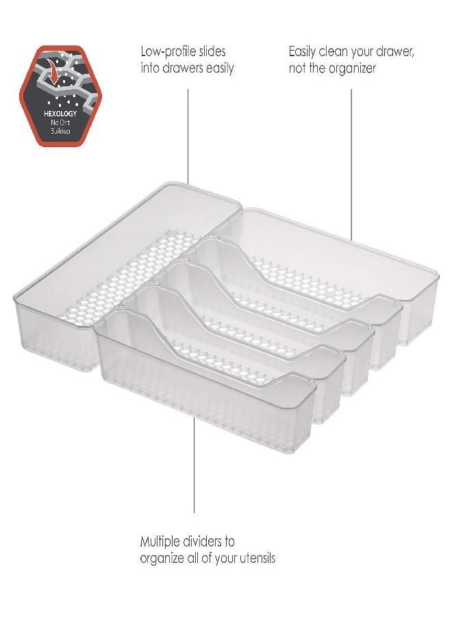 Spectrum Diversified - Spectrum Diversified Hexa Drawer Organizer Tray Modern Kitchen Cutlery, Utensil, Silverware Holder Caddy, 6 Dividers Cabinet Storage, 13 x 16, Clear Frost - Image 1