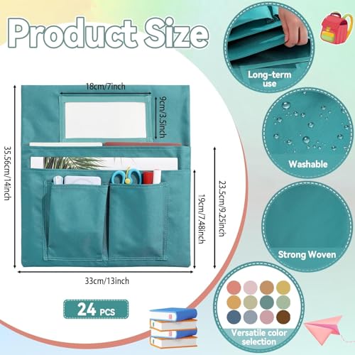 gisgfim 24 Pcs Small Chair Pockets for Classroom 13 x 14 Inch Bag with Name Tag Multi Pockets Chairsback Pouch Organizer for Student Kindergarten Elementary Daycare Boho - Image 3