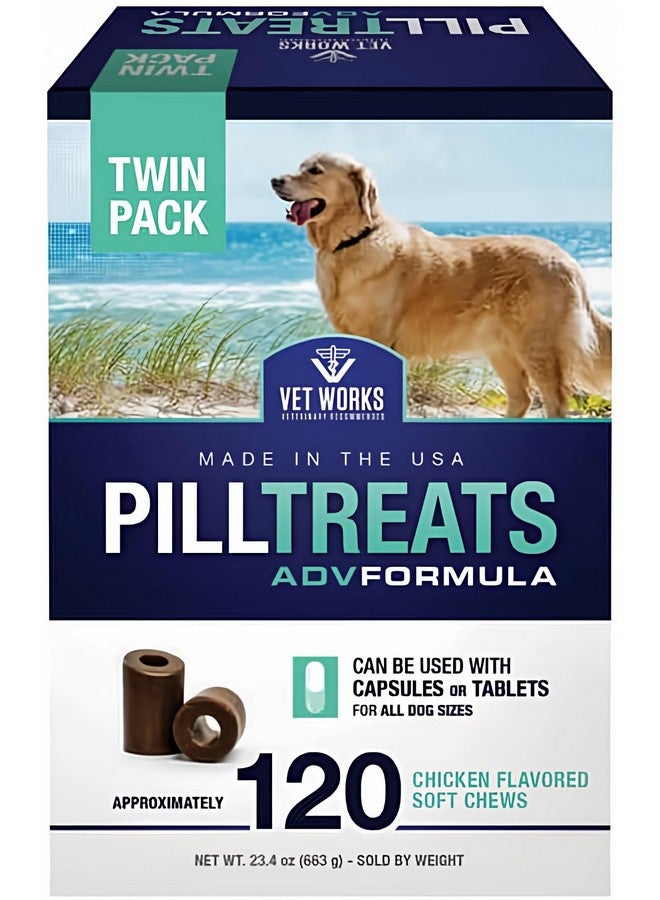120 Count - VetIQ Chicken Flavor Pill Treats Soft Chews - Health & Wellness Supplements for Dogs - Vet Works - Image 1