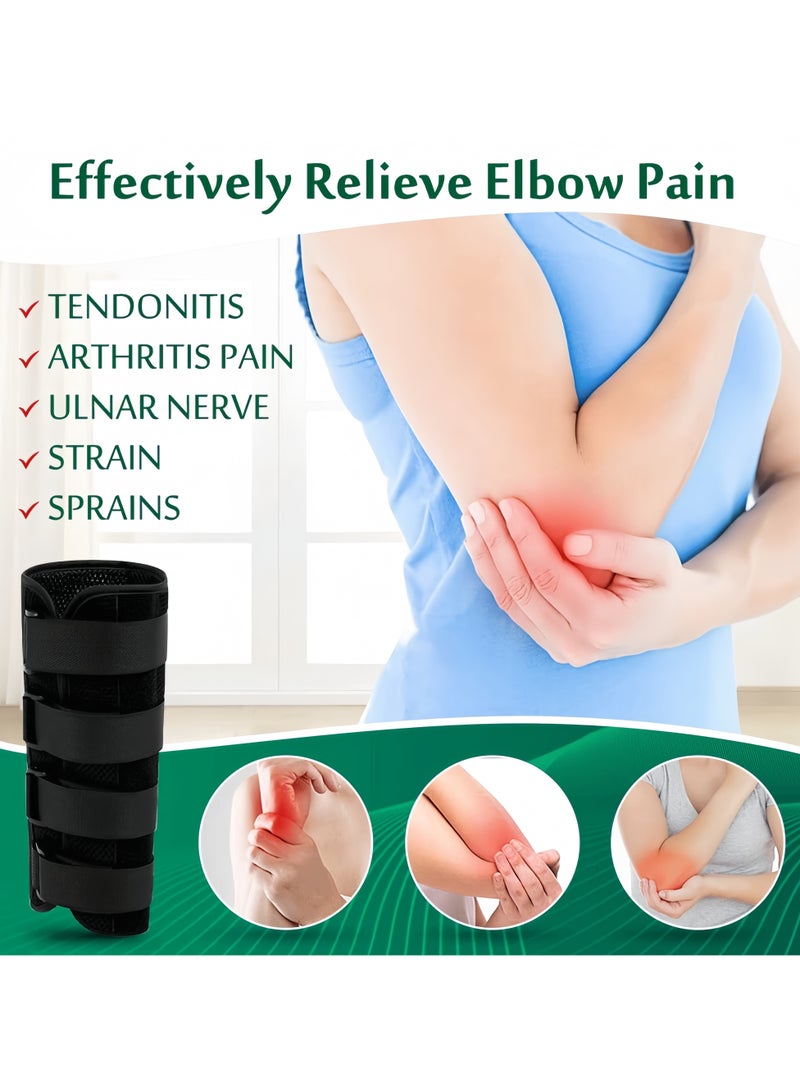 Angola Panda Arm、Elbow Splint Tendonitis Elbow Brace Ulnar Nerve Cubital Tunnel Brace for Sleeping Elbow Immobilizer Arm Splint Support for Pain Relief Arthritis Elbow Sleeve Tennis Brace for Men、Women、kids，With support strips - Image 4