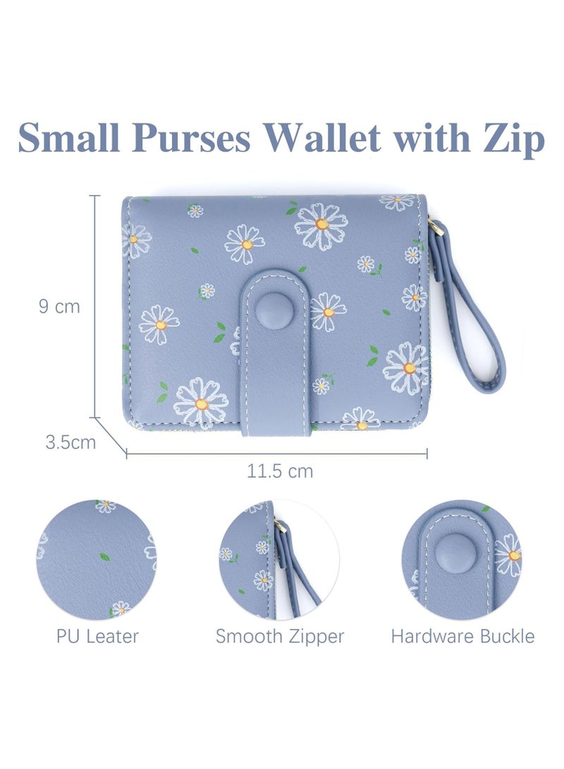 Blue Zippered Wallet – Compact PU Leather Wallet for Women and Kids, RFID-Blocking Card Holder with Coin Pocket, Bi-Fold Wallet with ID Window, Ideal Gift for Teens and Adults - Image 5
