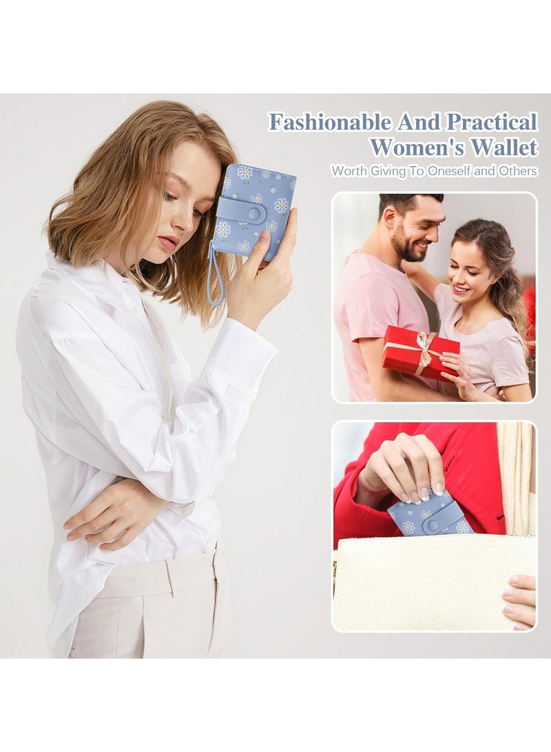 Blue Zippered Wallet – Compact PU Leather Wallet for Women and Kids, RFID-Blocking Card Holder with Coin Pocket, Bi-Fold Wallet with ID Window, Ideal Gift for Teens and Adults - Image 4