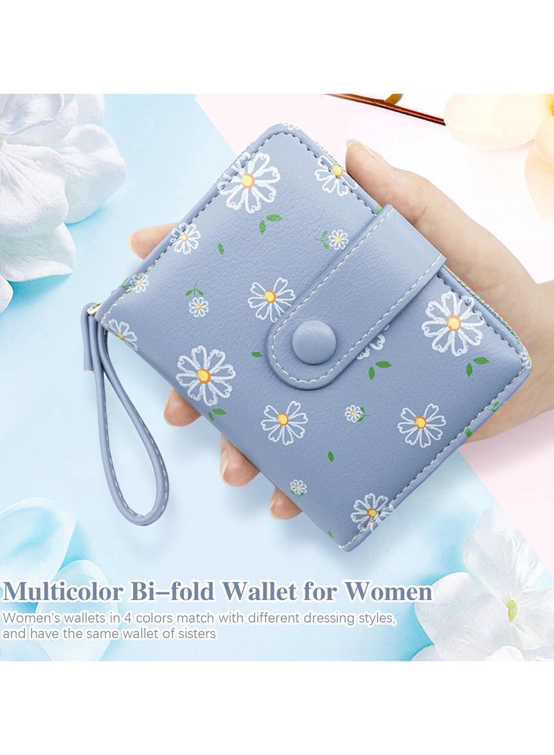 Blue Zippered Wallet – Compact PU Leather Wallet for Women and Kids, RFID-Blocking Card Holder with Coin Pocket, Bi-Fold Wallet with ID Window, Ideal Gift for Teens and Adults - Image 2