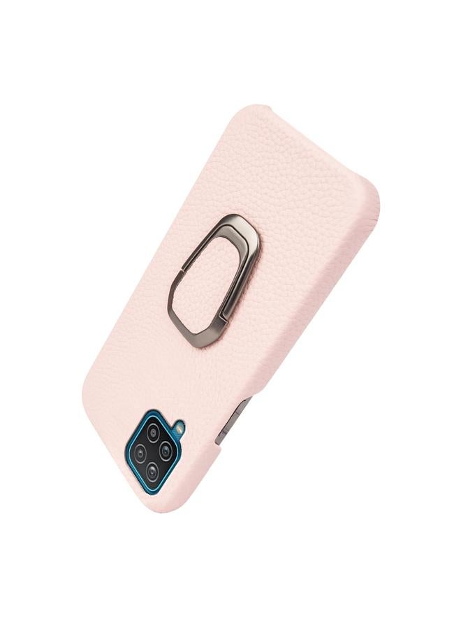 S-TOP Case For Samsung Galaxy A12 Ring Holder Litchi Texture Genuine Leather Phone Case - Image 5
