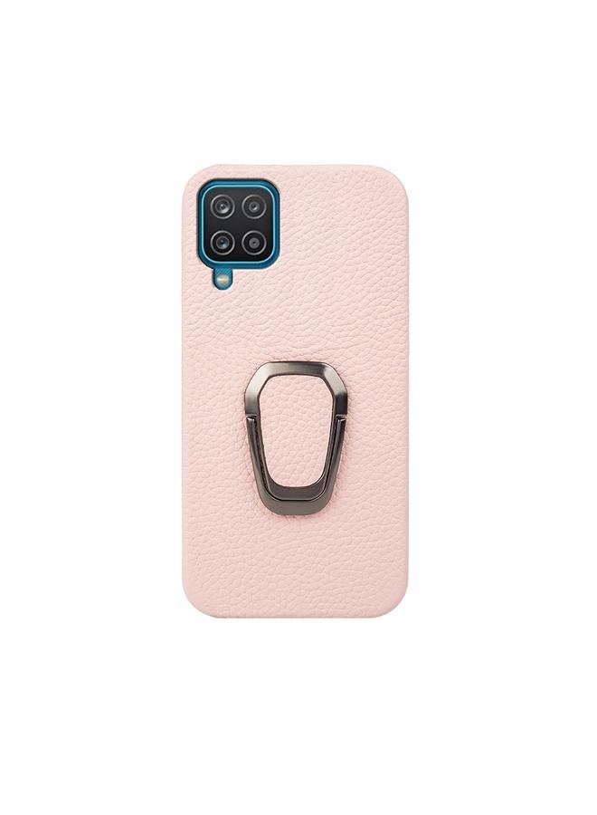 S-TOP Case For Samsung Galaxy A12 Ring Holder Litchi Texture Genuine Leather Phone Case - Image 2