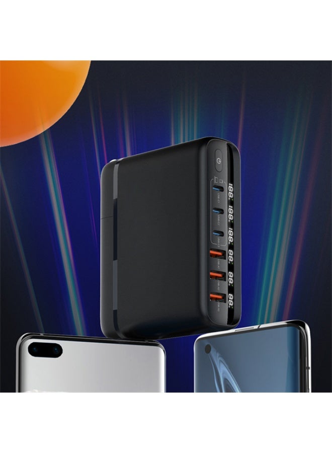 REBENUO 140W GaN 6‑Port Desktop Charger with LED Power Display – 3× USB‑C PD 100W + 3× USB‑A 30W Quick Charge, Global Replaceable Plugs & 1.5 m Cord, All-in-One Power Hub for Laptops, Phones, Tablets & Accessories - Image 2