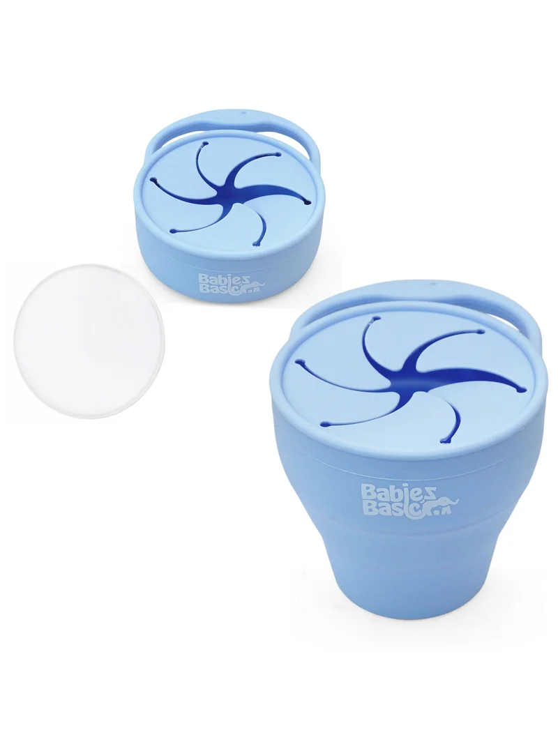 Babies Basic Babies Basic Collapsable Silicone Snack Cup/Box for Kids, Blue