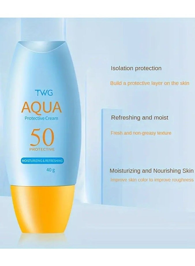TWG Aqua 50 Protective Cream - Alcohol-Free Facial Sunscreen for All Skin Types, Moisturizing & Refreshing with Glycerin, Non-Greasy Cream Format, Hydrating & Nourishing Effect, 40g - Image 4