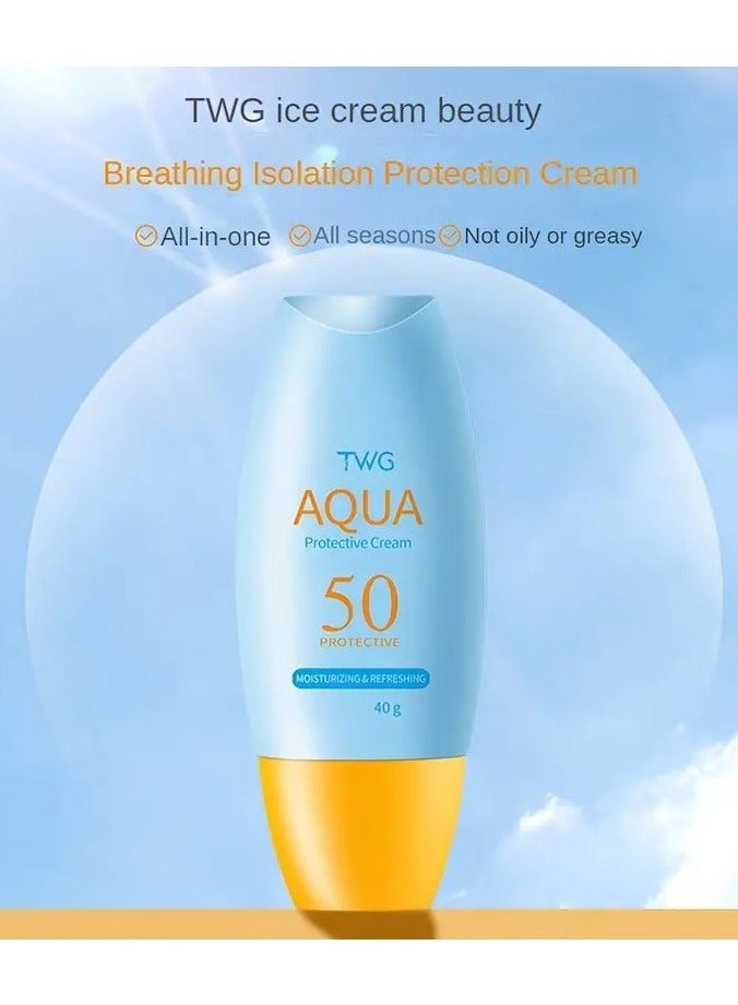 TWG Aqua 50 Protective Cream - Alcohol-Free Facial Sunscreen for All Skin Types, Moisturizing & Refreshing with Glycerin, Non-Greasy Cream Format, Hydrating & Nourishing Effect, 40g - Image 5
