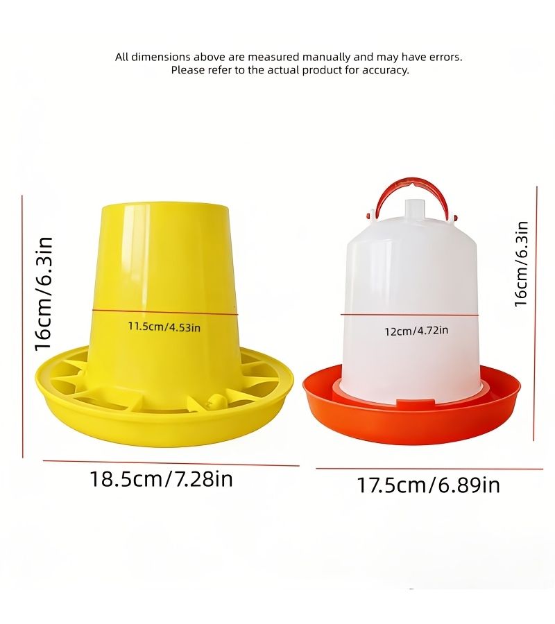 2 Pack Apricot Yellow Automatic Feeder And Red Water Dispenser For Chickens Ducks Geese - Image 2