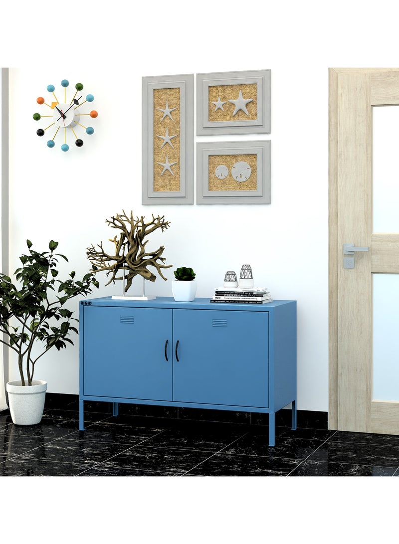 RIGID Steel Storage Cabinet with 2 Door & 3 Shelf  Blue 64x100x40cm  - Image 1